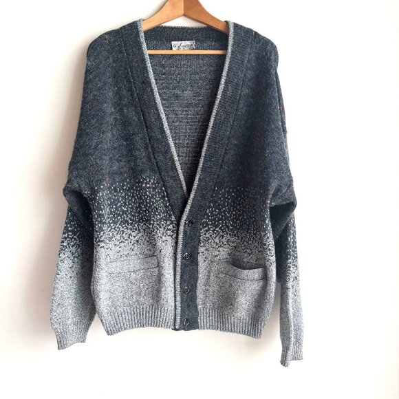 Guy Laurent Uomo Grey Ombre V Neck Cardigan M - Picture 1 of 6